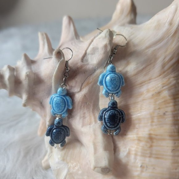 Hand Crafted Jewelry - Handmade Double Turtle Earrings